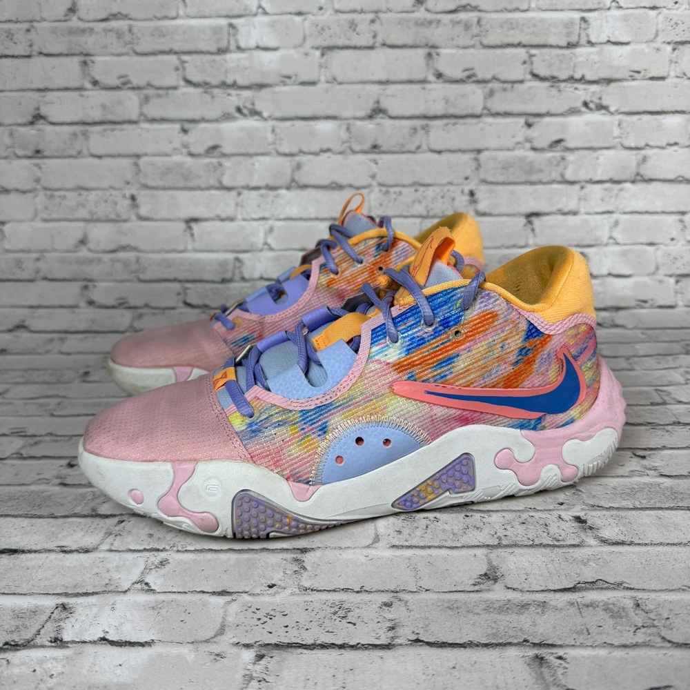 Nike PG 6 Painted Swoosh Pink Boys Size 6 Girls Size 7.5 Basketball Sneakers